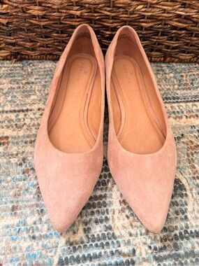 Caslon Blush Pink Suede Pointed Ballet Flats